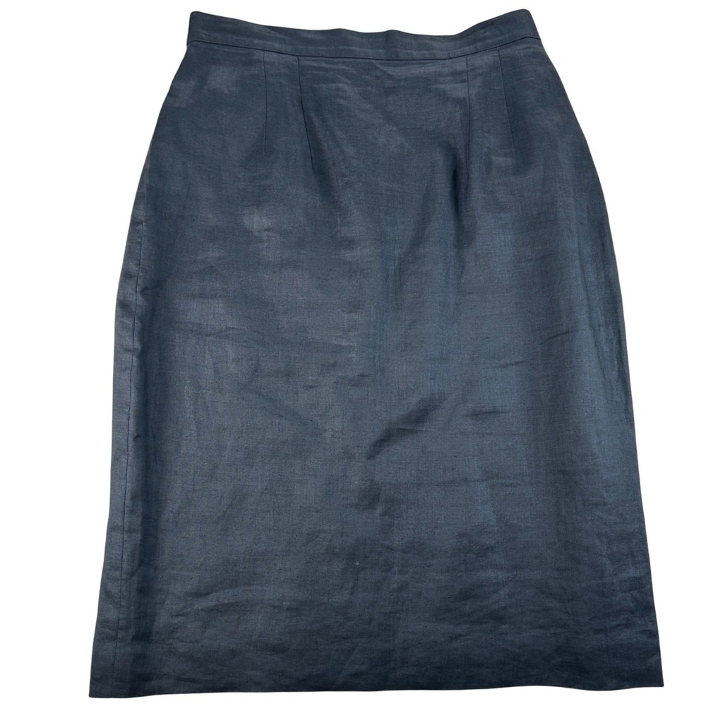 Vintage Bergdorf Goodman Skirt Womens 10 (Fits Like 4/6) Black 100% Linen VTG